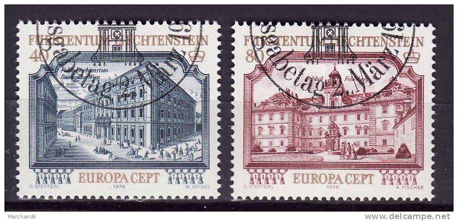 LIECHTENSTEIN.N°639/640.EUROPA CHATEAUX. Oblitéré - Used Stamps