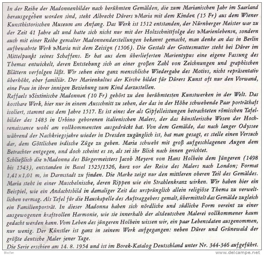 Mariannen-Jahr Saarland 351/3 O 9€ Madonnen-Gemälde Von Dürer - Autres & Non Classés