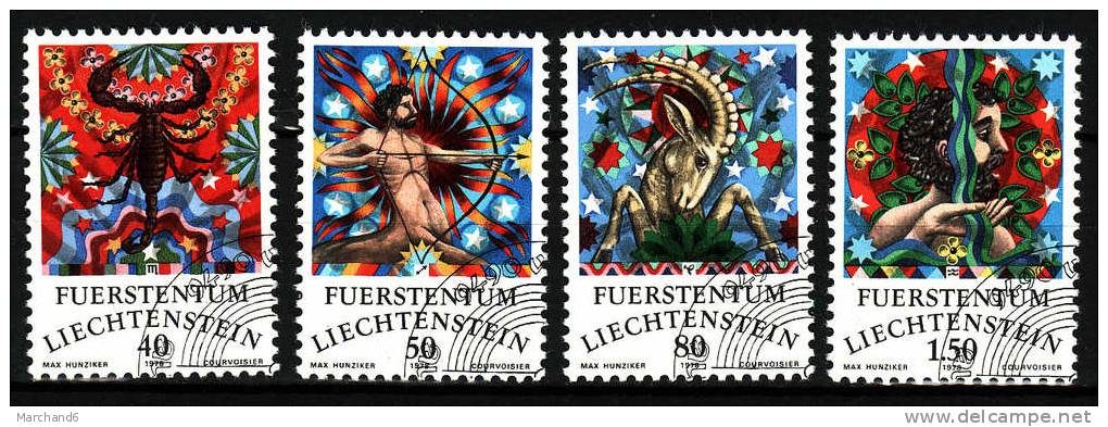 LIECHTENSTEIN.N°654/657.SIGNES DU ZODIAQUE. Oblitéré - Usados