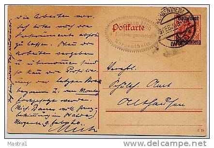 WÜRTTEMBERG  DP18/01  Dienst-Postkarte Mergentheim 1920  Kat. 40,00 € - Interi Postali