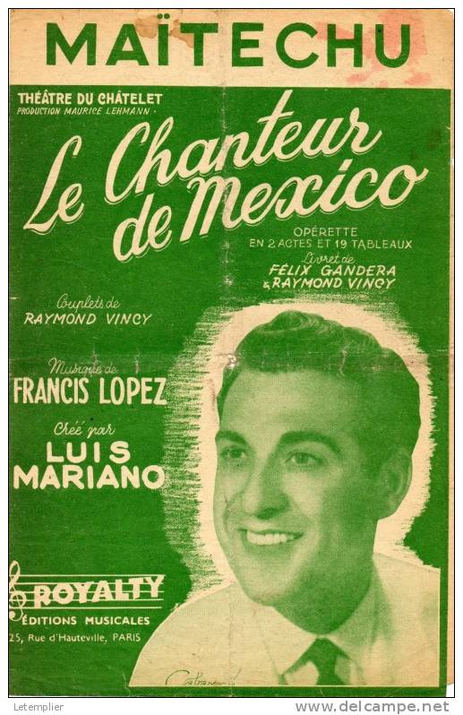 LE CHANTEUR DE MEXICO - Partitions Musicales Anciennes