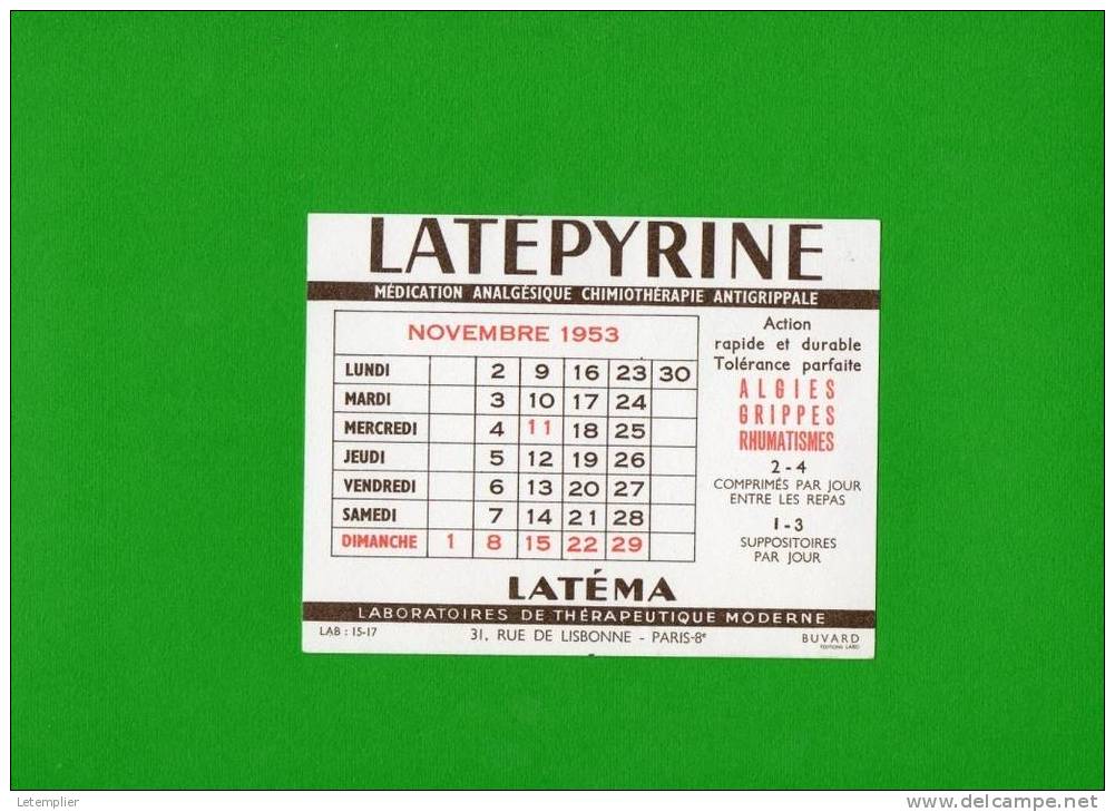 Labo LATEMA Novembre 1953 - Produits Pharmaceutiques
