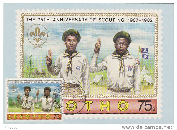 Lesotho-1982 75th Anniversary Of Scouting,75c Salute   Maximum Card - Other & Unclassified