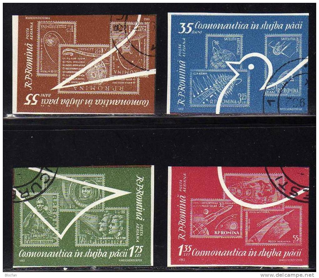 Raumfahrt-Briefmarken Rumänien 2090/3, 4-Block+ Bl.53 O 6€ Marke Auf Marke - Collections