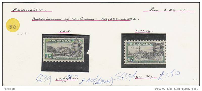 Ascension-1938-53 King George VI, 1d Green Mountain  MH - Ascensione