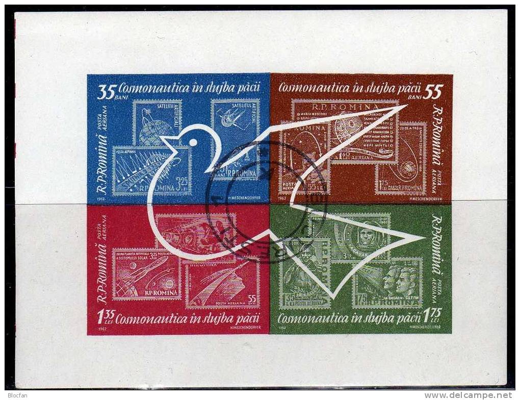 Raumfahrt 1962 Rumänien 2090/3,ZD,Block 53+Kleinbogen O 26€ Marke Auf Marke Bloque Hb Bloc M/s Space Sheetlet Bf ROMANIA - Russie & URSS