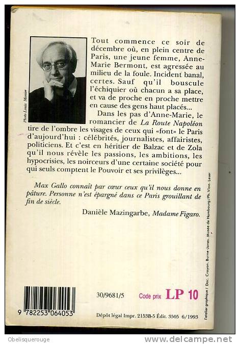 MAX GALLO FONTAINE DES INNOCENTS 506 PAGES 1993 ED DE POCHE - Fayard