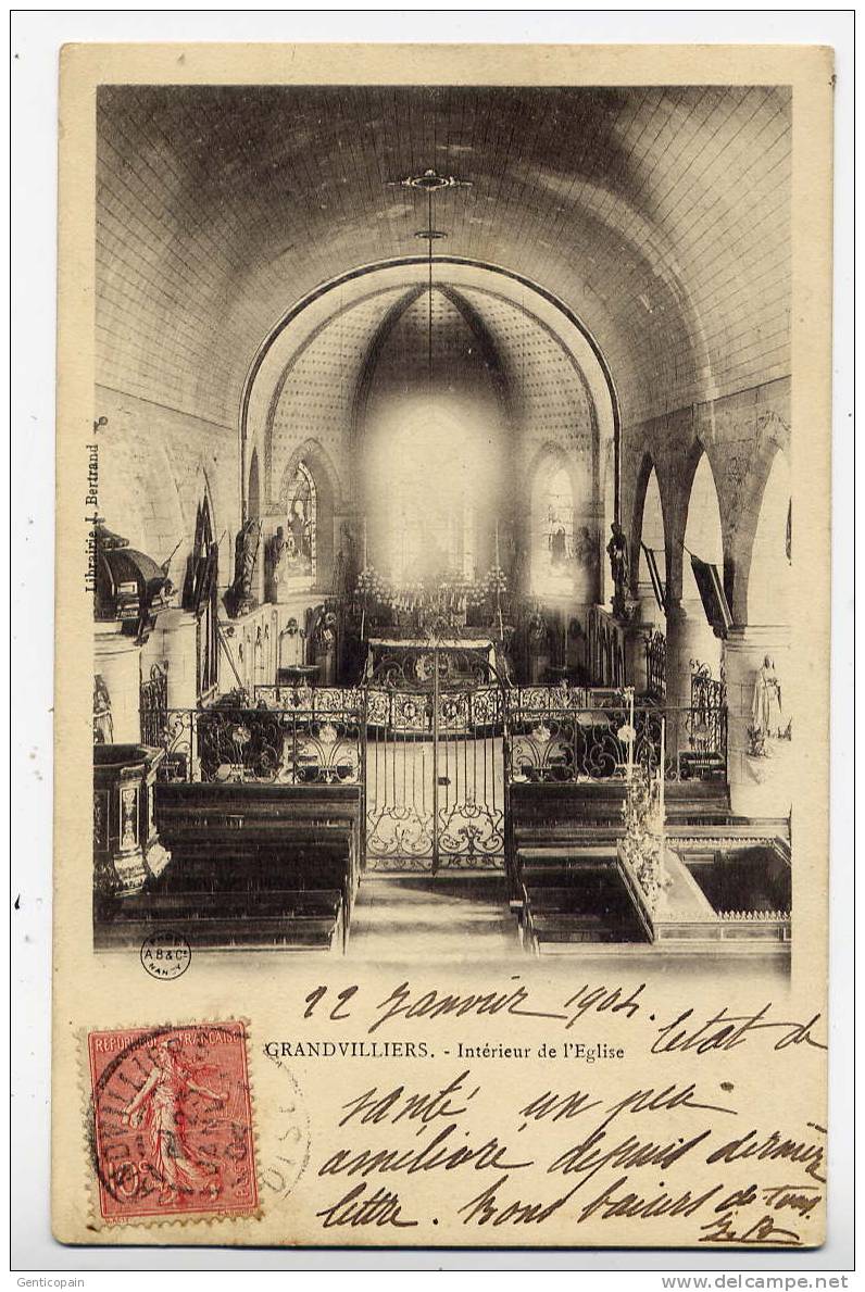 Q5 - GRANDVILLIERS - Intérieur De L'église (1904 - CARTE PRECURSEUR - Scan Du Verso) - Grandvilliers