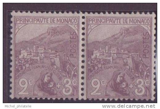 MONACO N° 27** NEUF SANS CHARNIERE EN PAIRE AU PROFIT DES ORPHRLINS DE LA GUERRE - Sonstige & Ohne Zuordnung