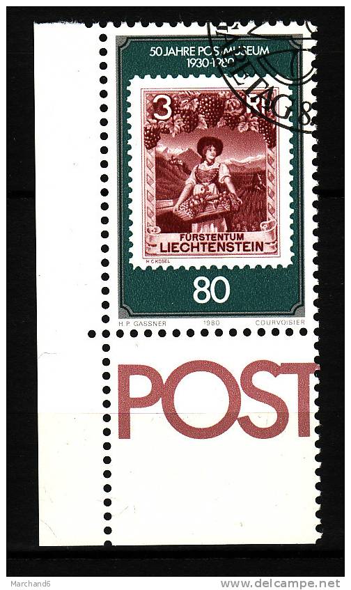 LIECHTENSTEIN.N°691.50e ANNIVERSAIRE DU MUSEE POSTAL TIMBRE SUR TIMBRE. Oblitéré - Used Stamps