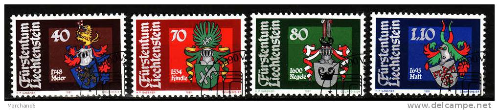 LIECHTENSTEIN.N°707/710.ARMOIRIES DE LANDAMMANNS. Oblitéré - Used Stamps