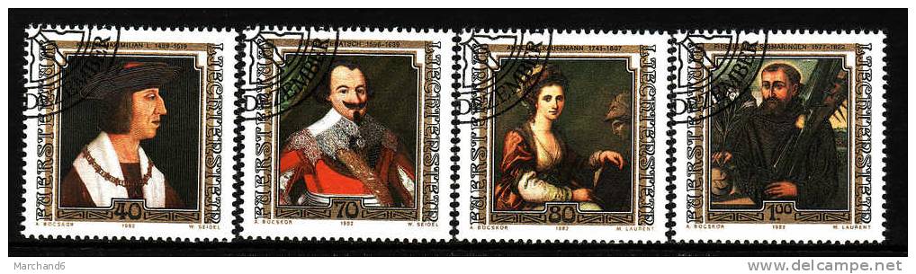 LIECHTENSTEIN.N°750/753.PORTRAITS DE VISITEURS CELEBRES. Oblitéré - Used Stamps