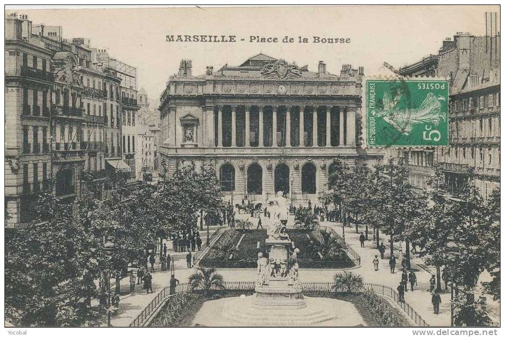 Cp , 13 , MARSEILLE ,  Place De La Bourse , Voyagée 1919 - Parks
