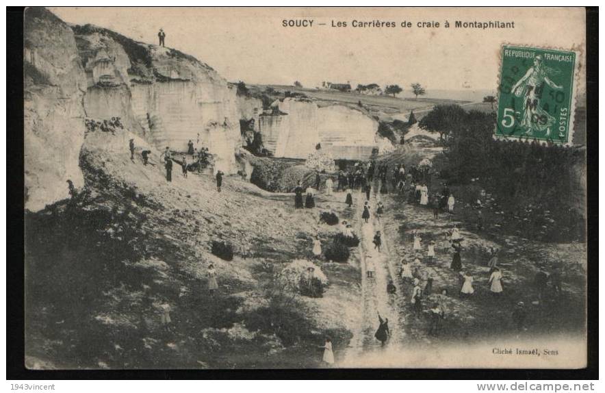 C4781 - SOUCY - 89 - Les Carrieres De Craie à Montaphilant - Belle CPA TRES  RARE - 1909 - Animée - Soucy