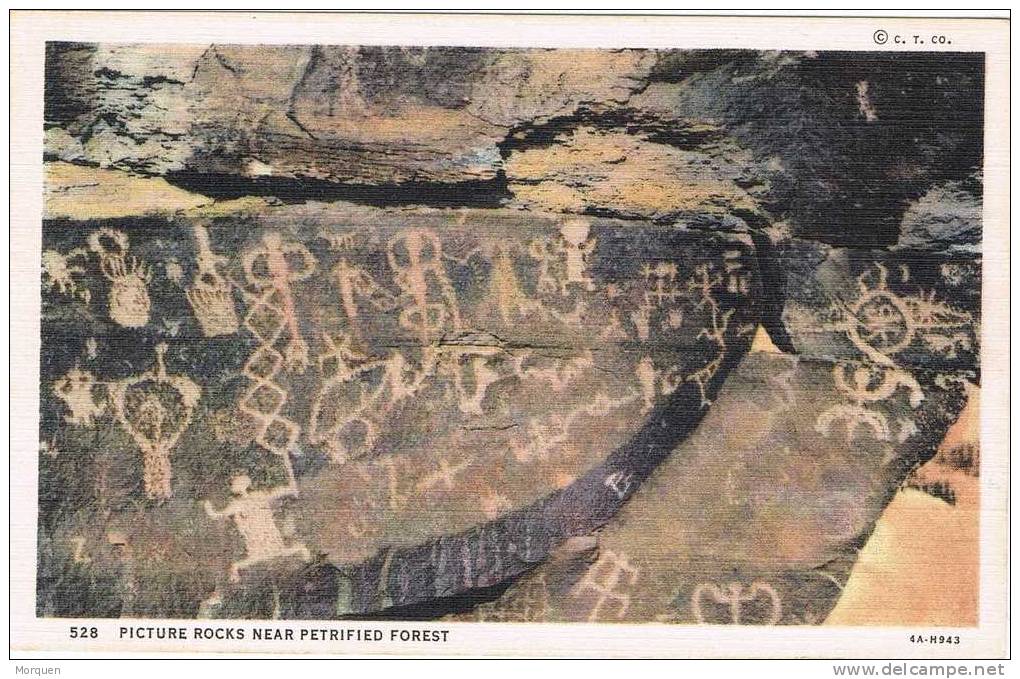 1354. Postal Indian PICTURE ROCKS. Near Petrified Forest - Antigüedad