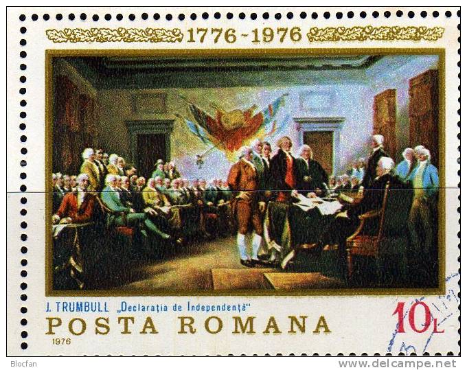 Gemälde 200 Jahre USA Rumänien Blocks 130 **/o 10€ Unabhängigkeits-Erklärung Bloque S/s Hoja Blocs M/s Sheets Bf ROMANIA - Gebruikt