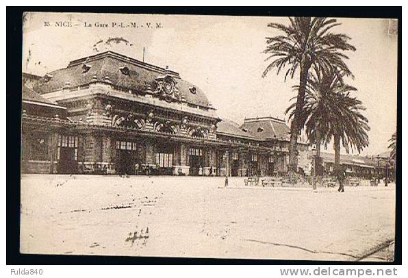 CPA.     NICE.    La Gare.   1920. - Treinverkeer - Station