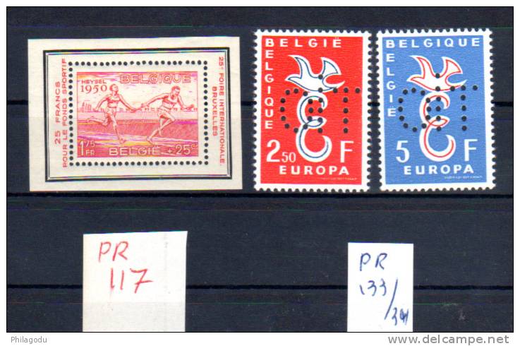 Belgique 1951-59, Foire De Bruxelles Et Le BIT, PR 117 + PR 133 / 134 Neuf Avec Charnière - Privat- Und Lokalpost [PR & LO]