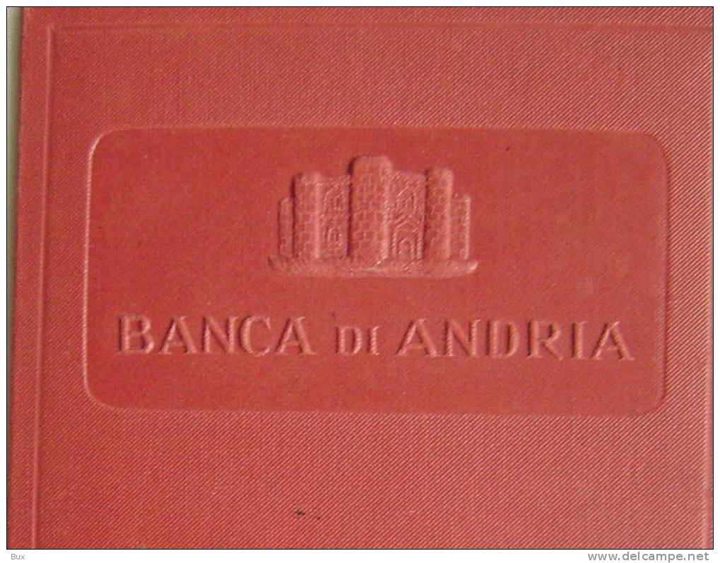BANCA DI ANDRIA  FILIALE DI TRANI REGNO D' ITALIA  LIBRETTO DI DEPOSITO AL PICCOLO RISPARMIO ARCH CARTOLINE - Banque & Assurance