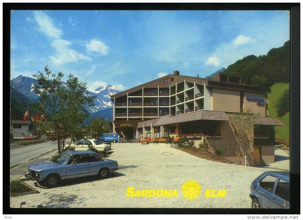 PHOTO POSTCARD SARDONA ELM HOTEL GLARNERLAND SUISSE POSTAL CARTE POSTALE CARS VOITURES BMW 2002 - Elm