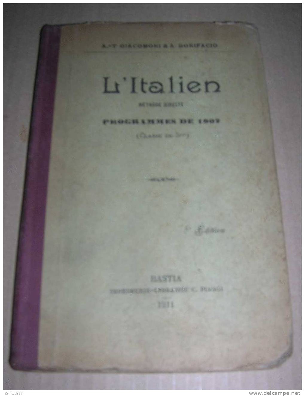 L´Italien - Méthode Directe - Programmes De 1902 (classe De 5e) - Old Books