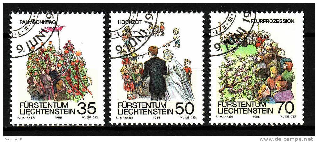 LIECHTENSTEIN.N°840/842.COUTUMES DE PRINTEMPS.oblitéré - Used Stamps