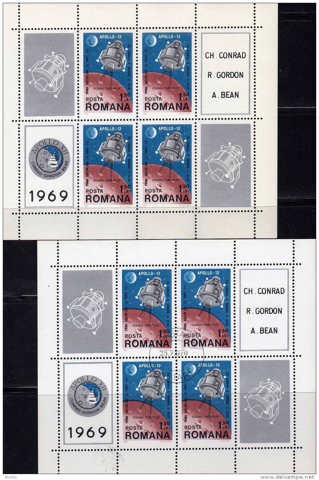 Mond-Landung Von Apollo 12 Rumänien Block 74 ** Plus O 15€ Zur 2. Bemannten Landung Der USA - Europe