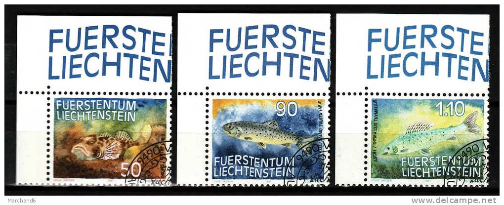 LIECHTENSTEIN.N°863/865.FAUNE POISSONS D EAU DOUCE.oblitéré - Used Stamps
