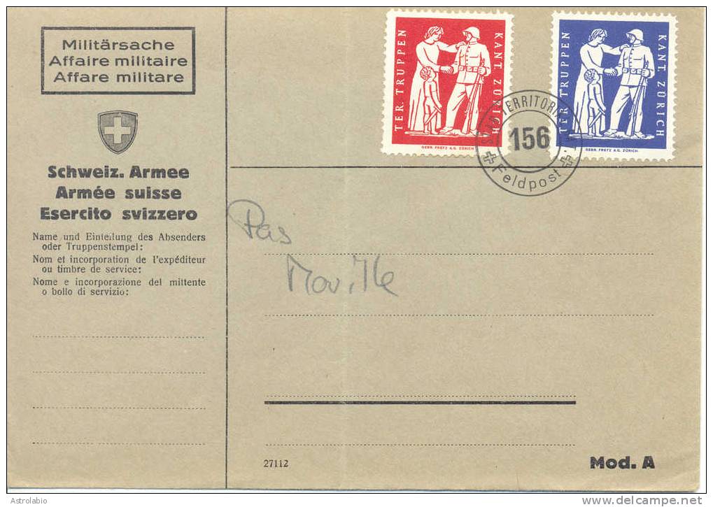 Suisse 1940 "Lettre Militaire" Obliteration Et Timbre, Poste De Campagne - Documenten