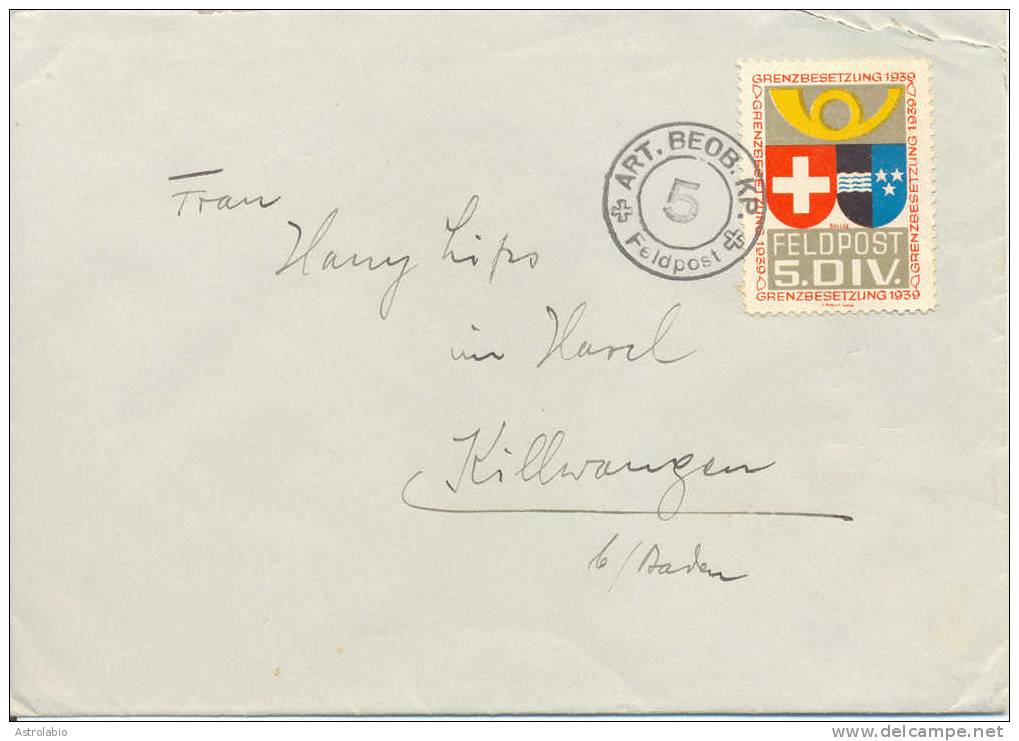 Suisse 1940 "Lettre Militaire" Obliteration Et Timbre, Poste De Campagne - Dokumente