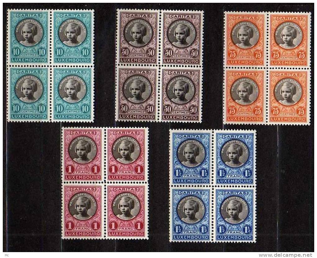 Luxembourg N° 192 / 196 Luxe **Bloc De 4 - Nuevos