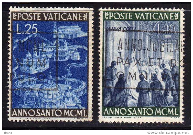 VATICAN 1950 - ANNEE SAINTE ( PIE XII FRAPPANT A LA PORTE SAINTE ET LES 4 BASILIQUES DE ROME ) - Usados
