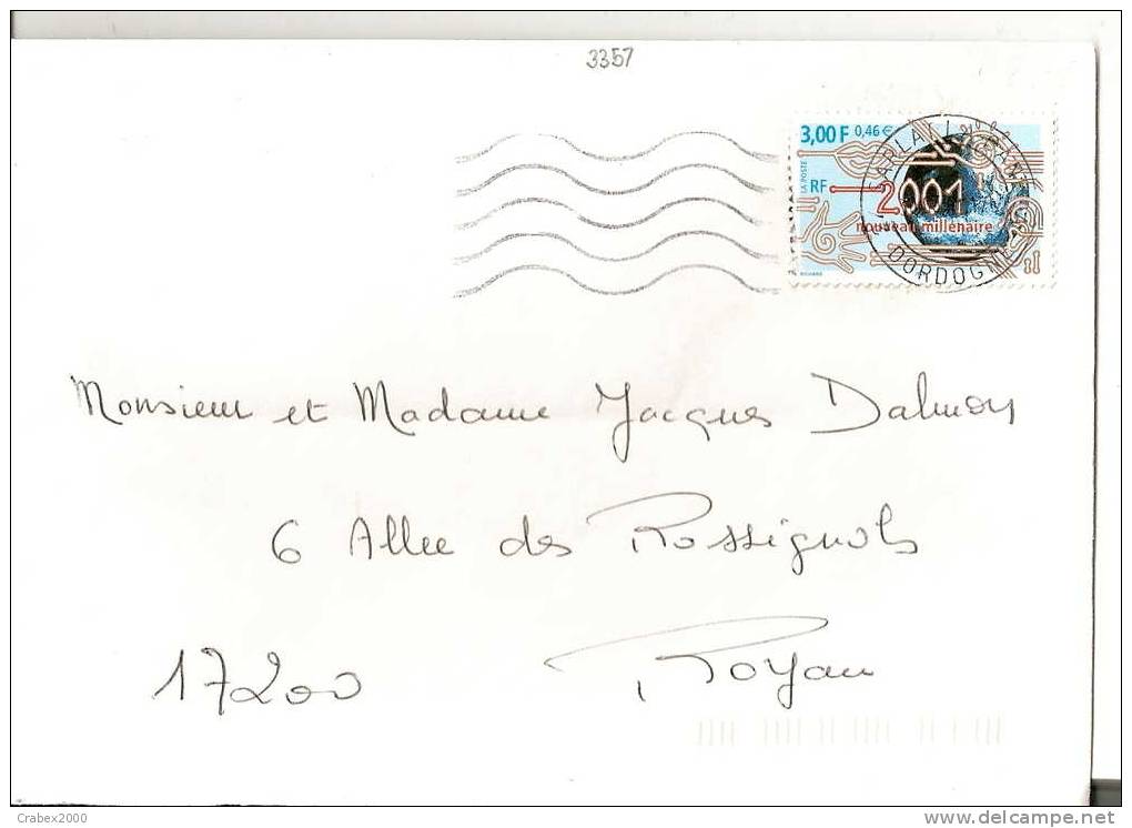 N Y&t 3357  De   SARLAT  Vers   ROYAN  Le 30 Juin 2001 - Lettres & Documents