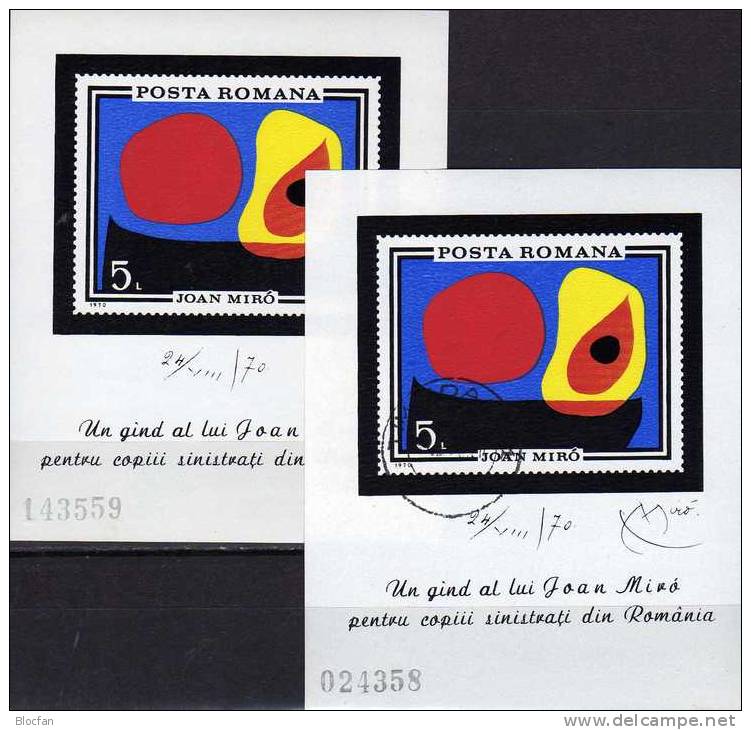 Gemälde Von Jan Miro 1970 Rumänien Block 81 ** Plus O 15€ Spanische Maler Art Painting Bloc Architectur Sheet Of Romania - Collections