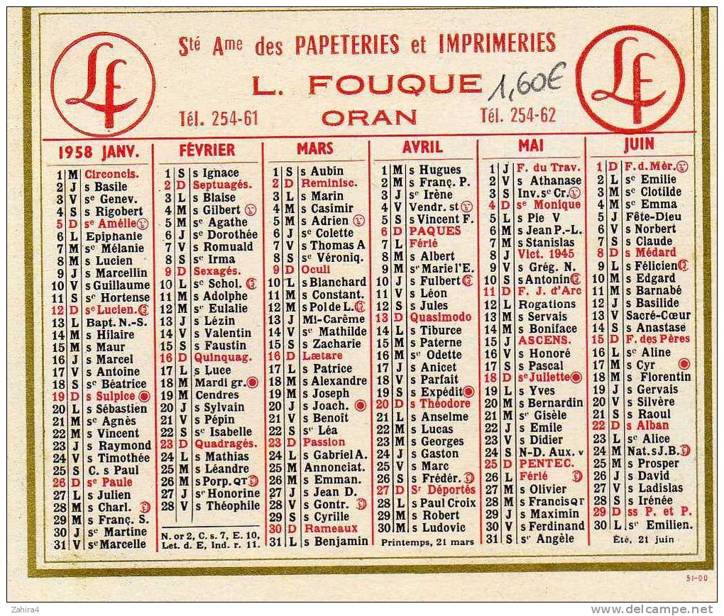 L.Fouque 1958 Oran - Petit Format : 1941-60