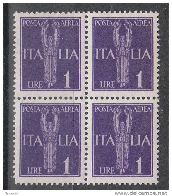 Italia  -  1930.   Imperiale.  Aerea  50c.  In Quartina Integra.  Ottima  Centratura - Airmail