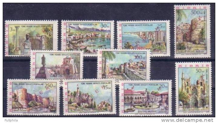 1975 NORTH CYPRUS REGULAR ISSUE STAMPS WITH THE TOURISTIC SUBJECT SPECIMEN SET MNH ** - Unused Stamps