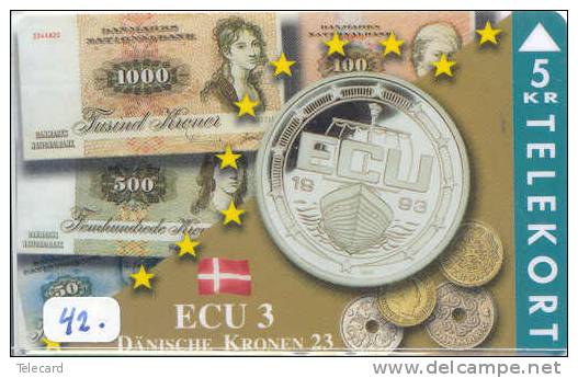 Denmark ECU DANMARK DANEMARK  (42a) PIECES ET MONNAIES MONNAIE COINS MONEY PRIVE 700 EX. * NUMBER P-102 - Stamps & Coins