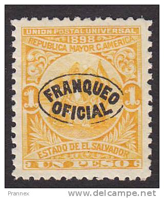 El Salvador, Scott #O129 Reprint, Mint Hinged, Allegory Of Cent. Am. UnionOverprinted, Issued 1898 - El Salvador