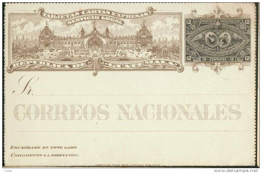 Entier - Carte-lettre Avec Son Dos.  (bordure Otée) - Guatemala