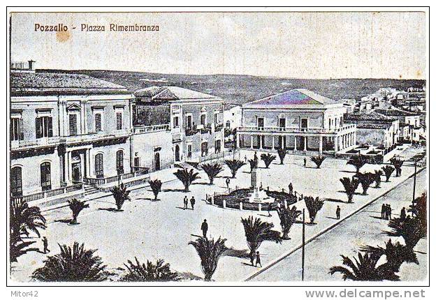 416-Pozzallo-Ragusa-Sicilia -Piazza Rimembranza-Piccolo Formato. V.1937 X Avola - Siracusa - Ragusa