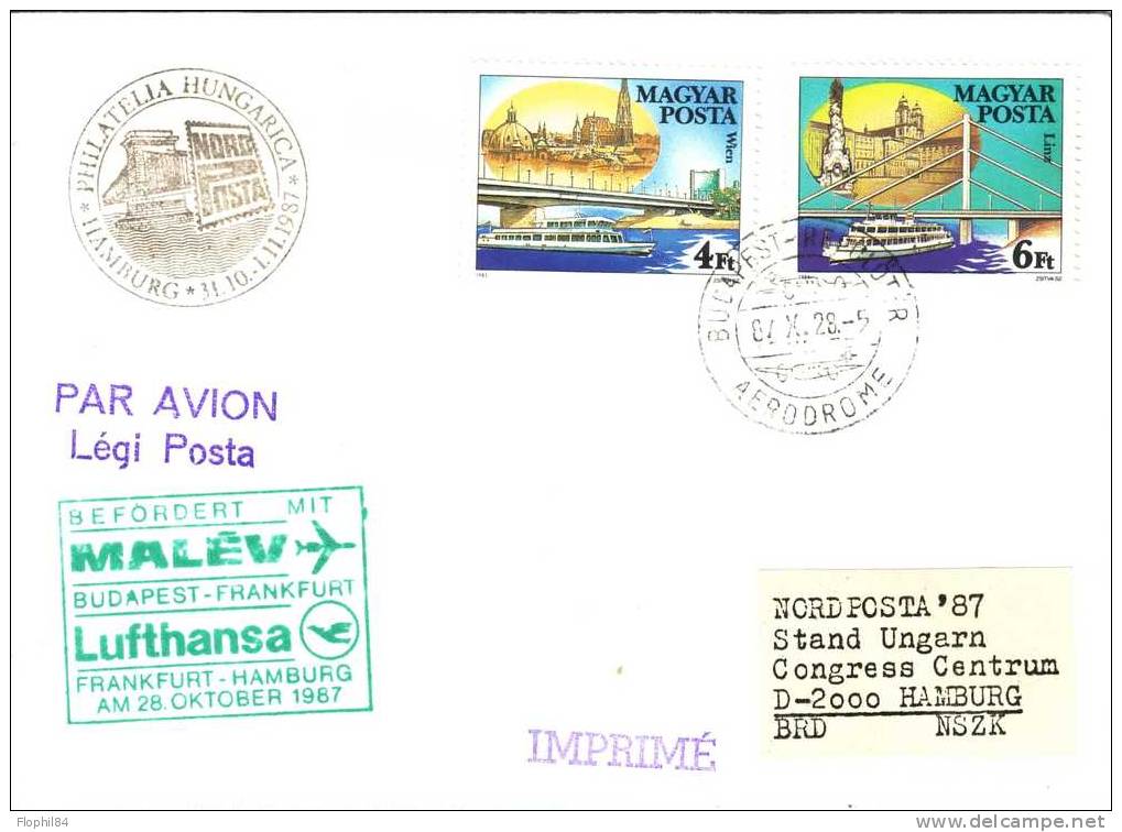 HONGRIE-BUDAPEST-FRANKFURT 28-10-1984 - Covers & Documents