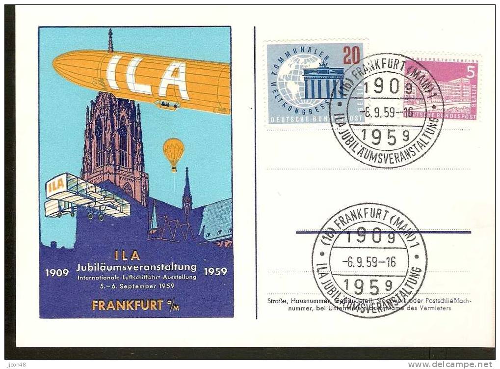 Germany (Berlin) 1959 "ILA Jubilaumsveranstaltung"  Mi.141 / Mi.189 - Storia Postale