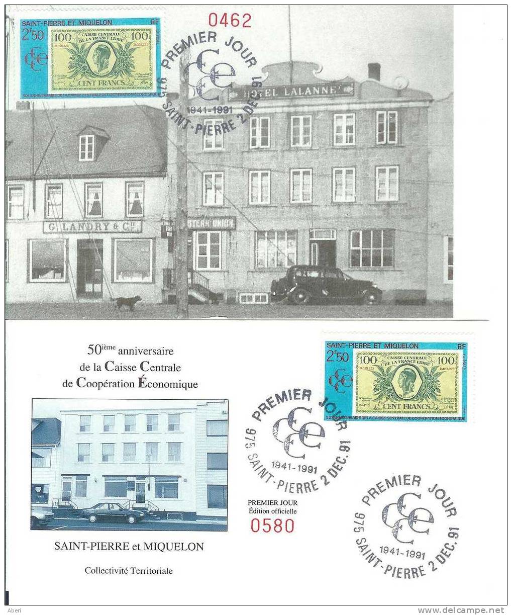 FDC 838  St PIERRE Et MIQUELON - N° 551 CAISSE De COOPERATION ECONOMIQUE - CARTE MAXIMUM Et LETTRE - Cartas & Documentos