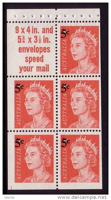 ⭕1967 - Australia 5c Surcharge QE2 DECIMAL Definitive Booklet - Block 5 Stamps MNH - '9x4in And 5.75x3.5in Envelopes'⭕ - Ungebraucht