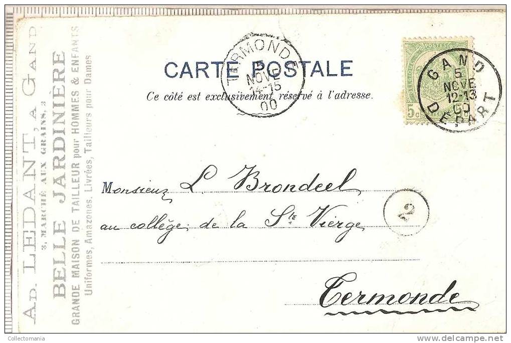 8 postcards - Expo Paris 1900  Ledant GENT  PUB advertising   Belle Jardinière -  tailleur shop ( magasin, winkel ) GAND