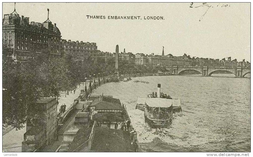 Britain United Kingdom - Thames Embankment, London Early 1900s Postcard [P1419] - River Thames