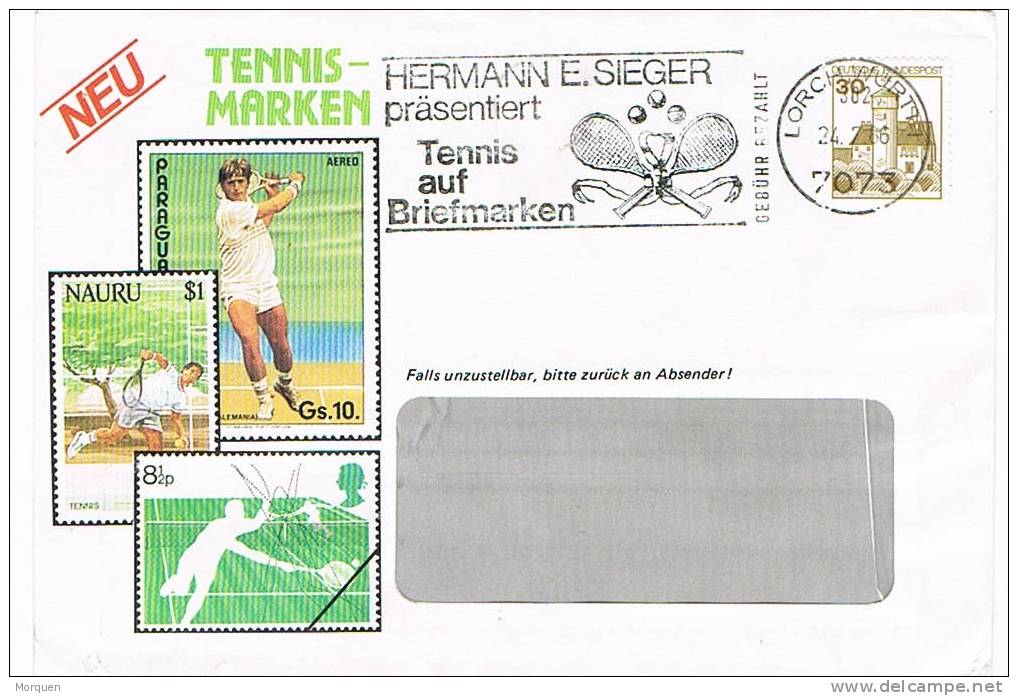 Carta LORCH (Alemania) 1986. Tennis Auf Briefmarken - Tennis