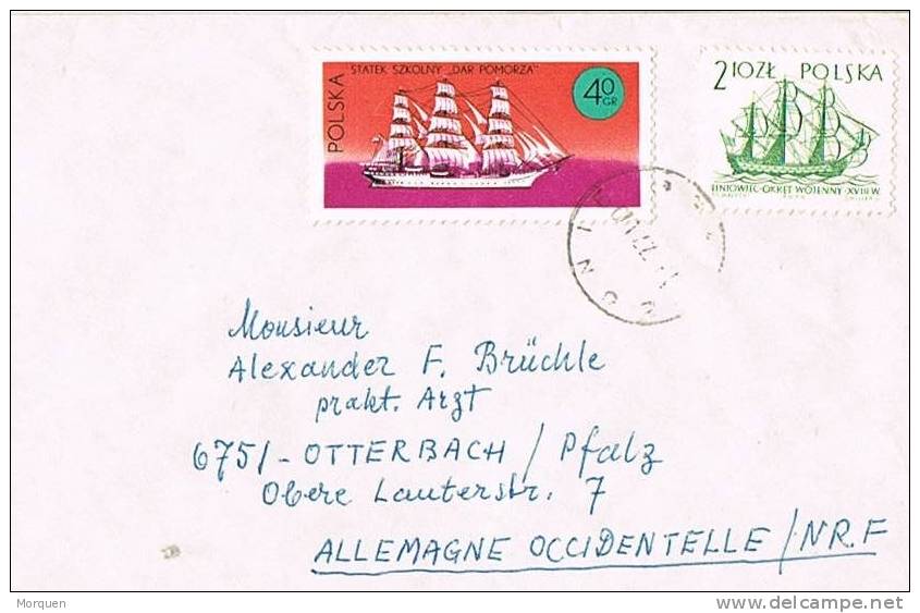 Carta BLONIE (Polonia) 1977 A Germany. Ship - Lettres & Documents