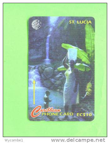 ST LUCIA - Magnetic Phonecard/Waterfall And People - St. Lucia